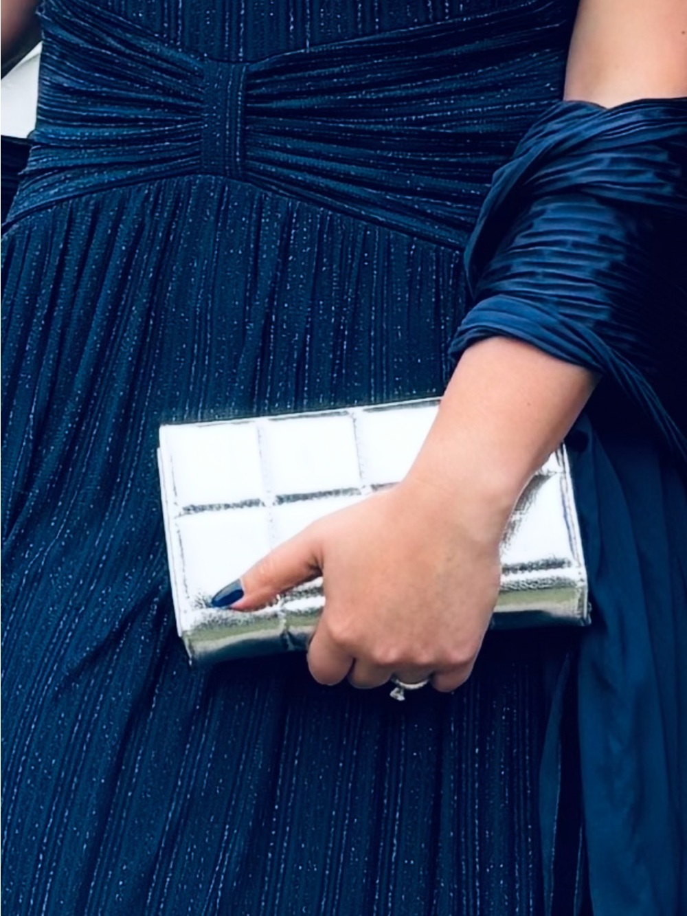 Urban Expressions Silver Metallic Quilted Clutch